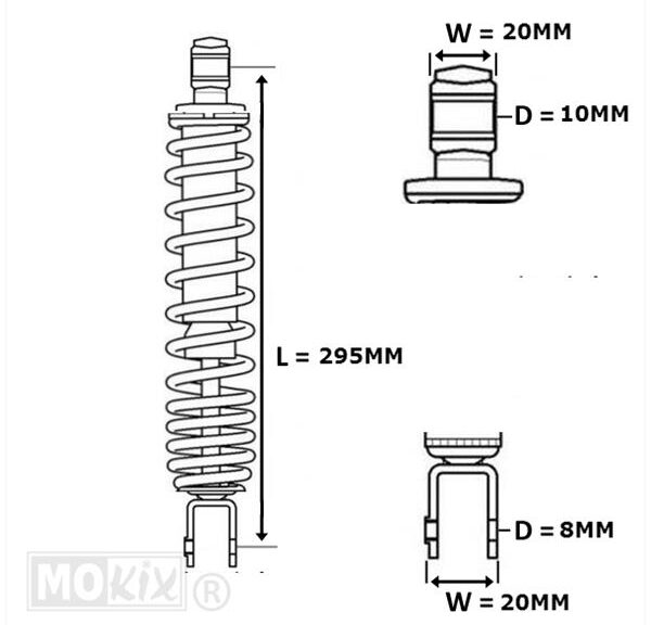 Schokbreker China 4T GY6 295mm Zwart (1) - MKX
