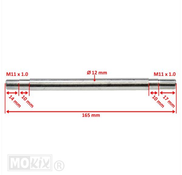Achteras Tomos A35 165mm Compleet
