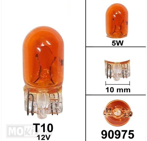 Lamp T10  12V  5W Oranje (1) - Bollard