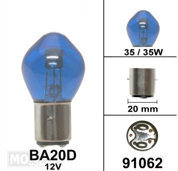 Lamp BA20D 12V 35/35W Blauw Paint (1) - Bollard