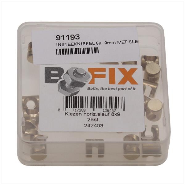 Insteeknippel 8x 9mm MET Sleuf 25stuks - Afbeelding 2