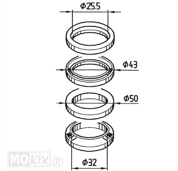 Balhoofdset Aprilia SR WWW/Amico Supertec