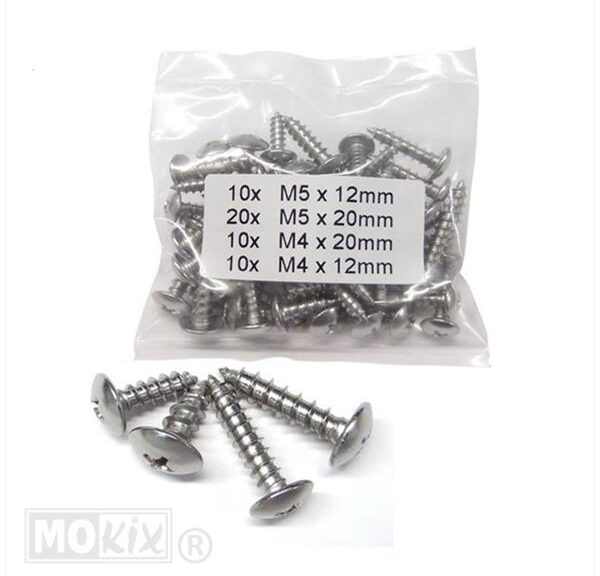 Parkerset Inox m4/m5 12/20mm Sortie 50stuks