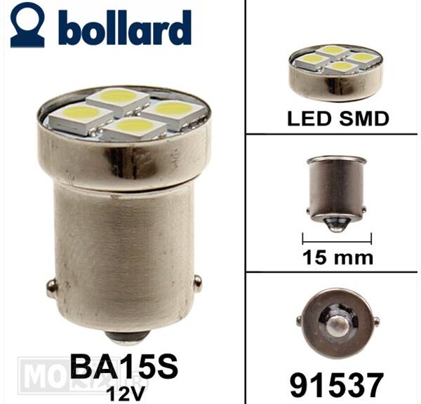 Lamp BA15S 12V  LED SMD 18mm WIT (1)