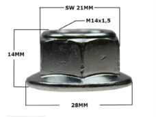 Achteras-Moer 14mm Kraag Scooter (1) - Bollard