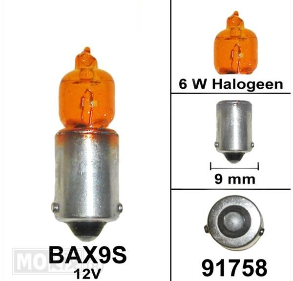 Lamp BAX9S H6W 12V 6W Halogeen Oranje (1) - Bollard