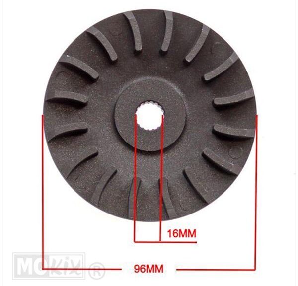 Half Poelie/Koelvin China 2T ALU 16mm Teflon - Supertec