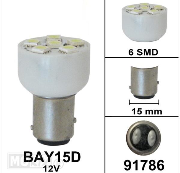 Lamp BAY15D 12V  6 SMD WIT Bollard (1)