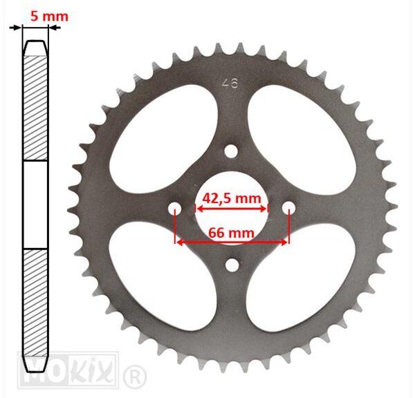 Achtertandwiel SACHS/HER/PRIMA5(415)42.5mm 4g 46t - IGM