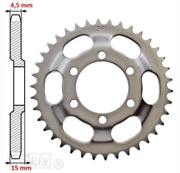 Couronne arrière Zundapp KS/50 58 mm 6 trous 38 dents - IGM