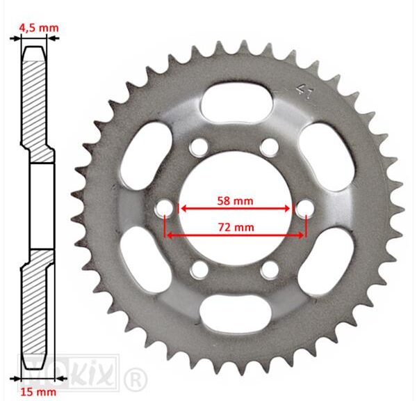 Achtertandwiel Zundapp KS/50 58mm 6gats 41tands - IGM