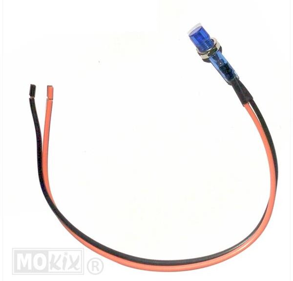 Controle Lamp MET Snoer  8mm 12V  Blauw