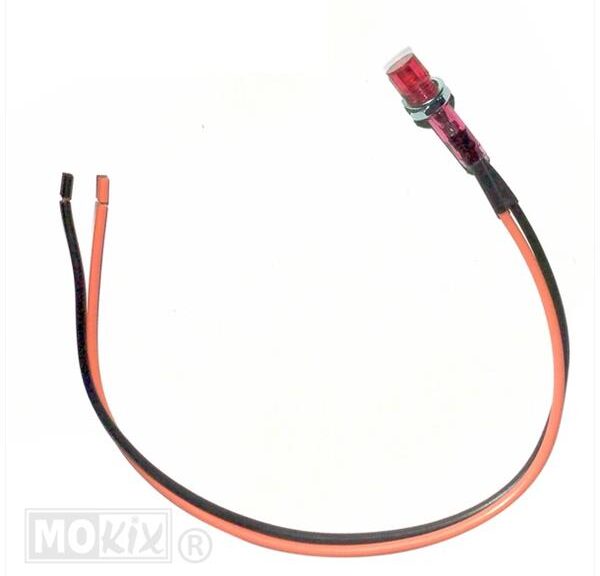 Controle Lamp MET Snoer  8mm 12V  Rood