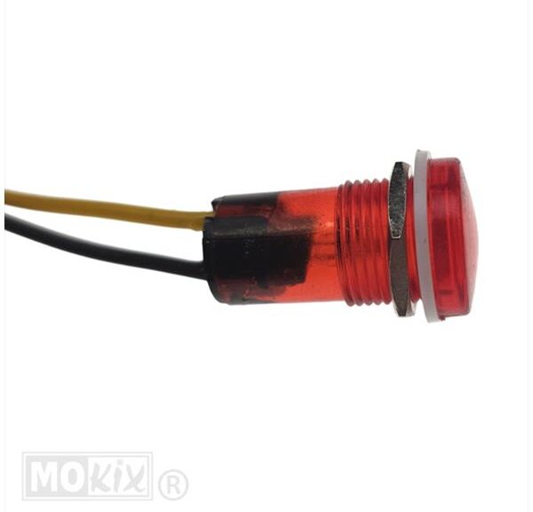 Controle Lamp MET Snoer  18mm 12V  Rood