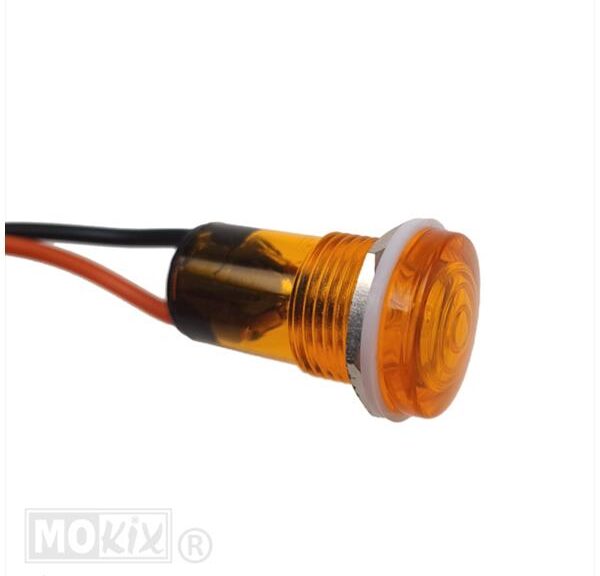 Controle Lamp MET Snoer  18mm 12V  Oranje
