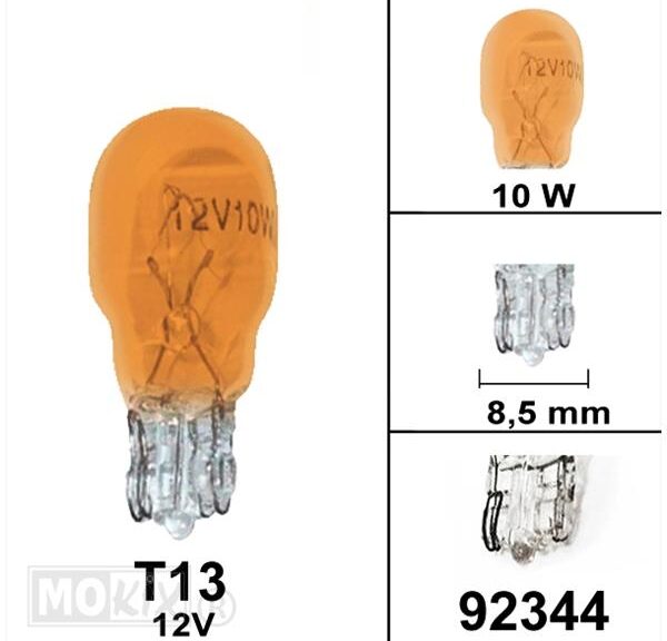 Lamp T13 12V 10W Oranje (1) - Bollard