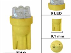 Lamp T10  6V/12V 6 LED Oranje Bollard (1)
