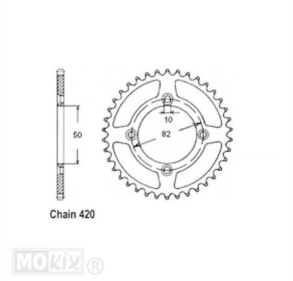Achtertandwiel Skyteam 50mm 4gats 42 Tands - IGM