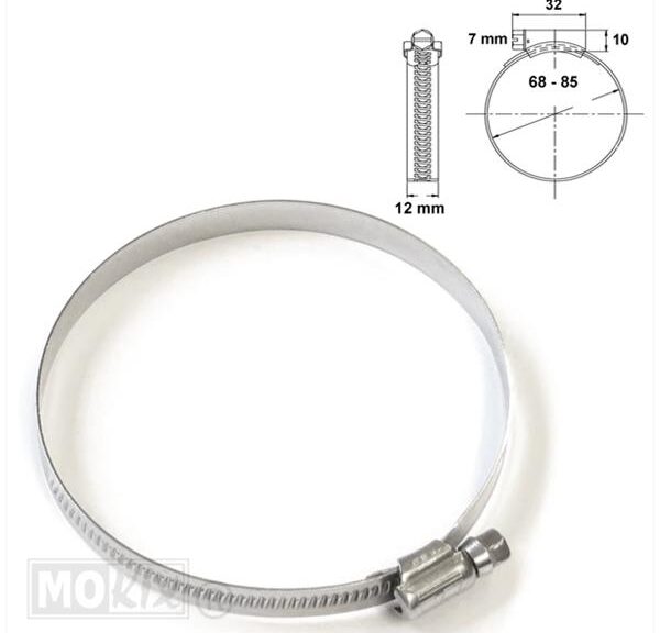 Slangklem 12mm RVS 68x85mm Per Stuk