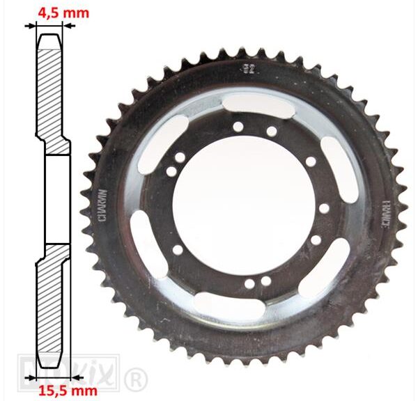 Achtertandwiel Peugeot 94mm D14 10gats 52tands