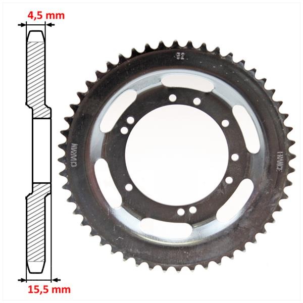 Achtertandwiel Peugeot 94mm D14 10gats 52tands