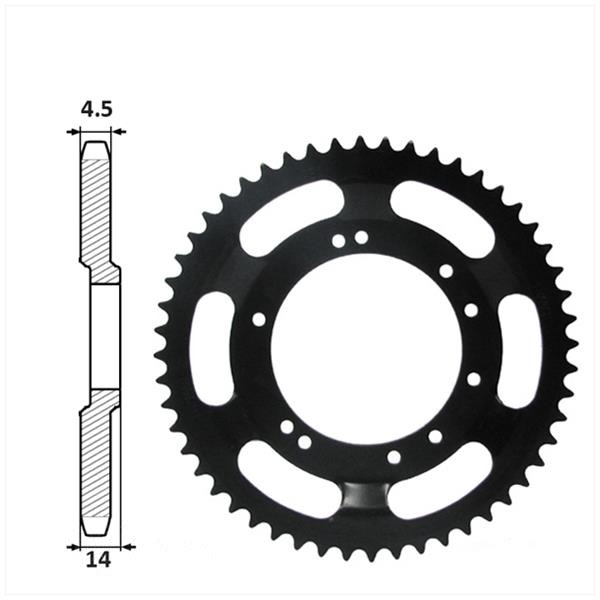Achtertandwiel Peugeot 98mm D14 10gats 54t Zwart
