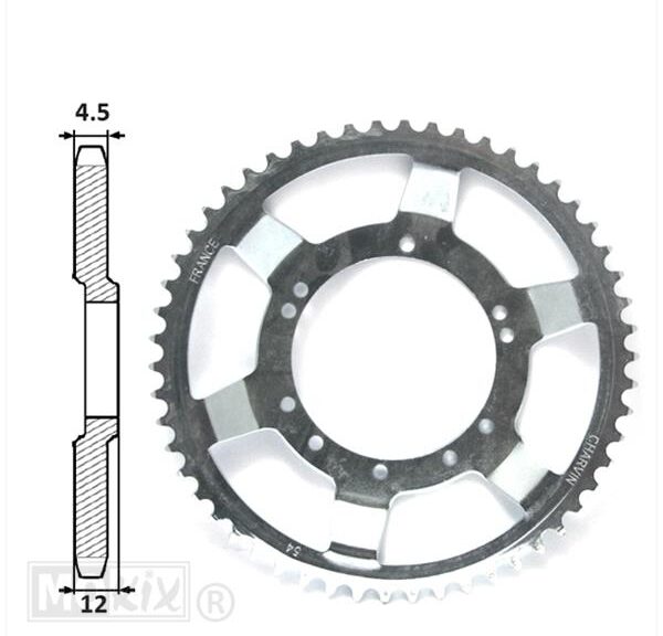 Achtertandwiel MBK 94mm D12 10gats 54tands