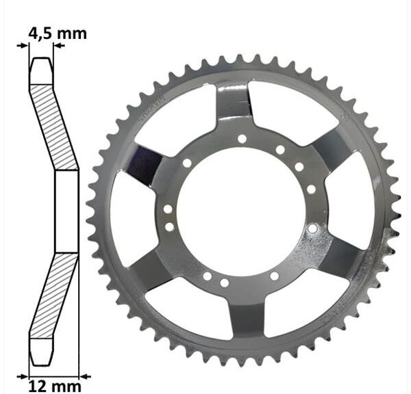 Achtertandwiel MBK 94mm D12 11gats 54tands