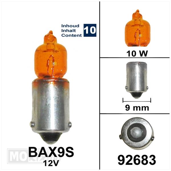 Lamp BAX9S 12V 10W Oranje (10) - Bollard