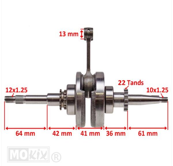 Krumtapaksel GY6 Kina 4T Scooter 50 22t SP