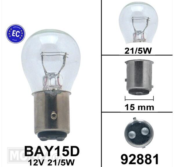 Lampa BAY15D 12V 21/5W Pollare CE-godkänd (1)