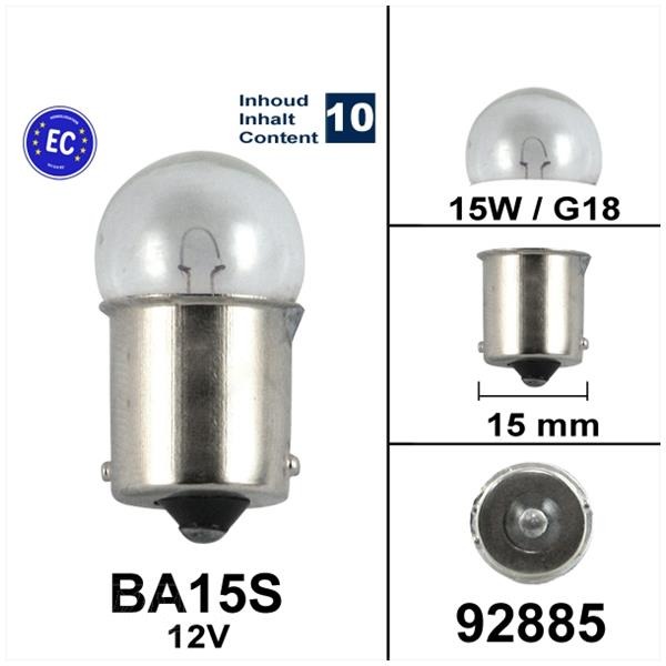 Lamp BA15S 12V 15W Kleine BOL G18 CE Keur (10) - Bosma