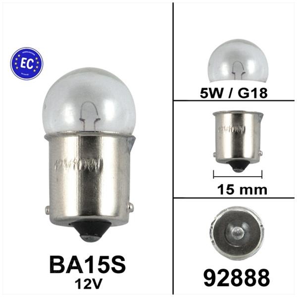Lamp BA15S 12V 5W G18 CE Keur (1) - Bollard
