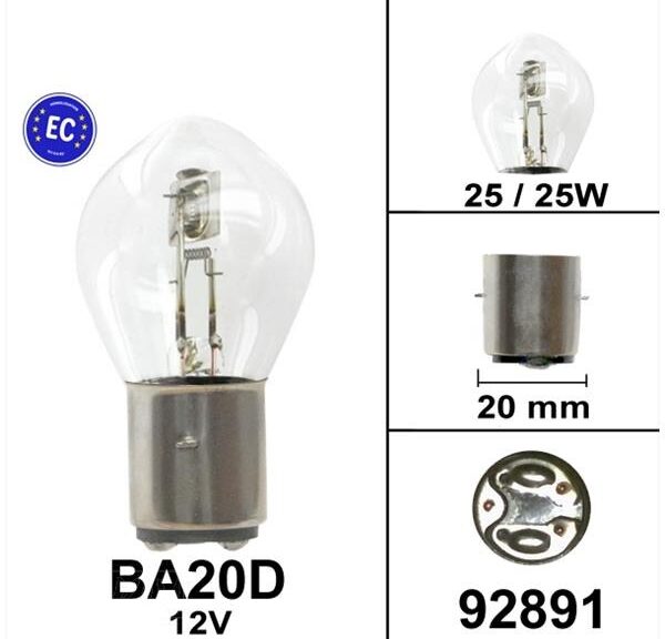 Lamp BA20D 12V 25/25W CE Keur (1) - Bollard