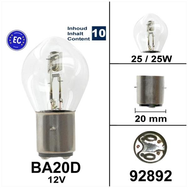 Lamp BA20D 12V 25/25W CE Keur (10) - Bollard