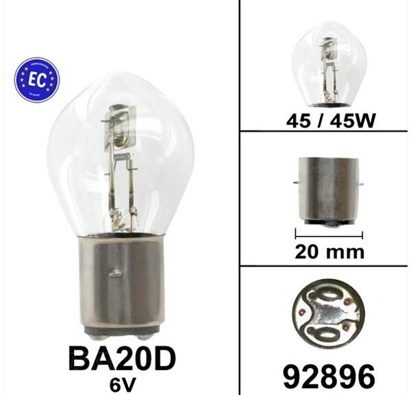 Lamp BA20D 6V 45/40W CE Keur (1) - Bollard
