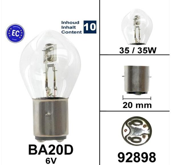 Lamp BA20D 6V 35/35W CE Keur (10) - Bollard
