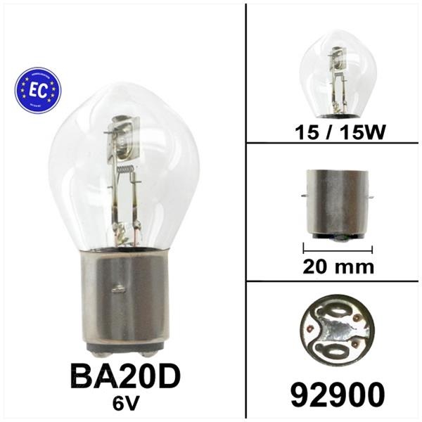 Lamp BA20D 6V 15/15W CE Keur (1) - Bollard