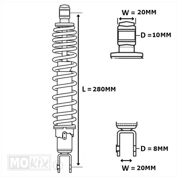 Schokbreker Honda Wallaroo Zwart/WIT 280mm (1) - MKX