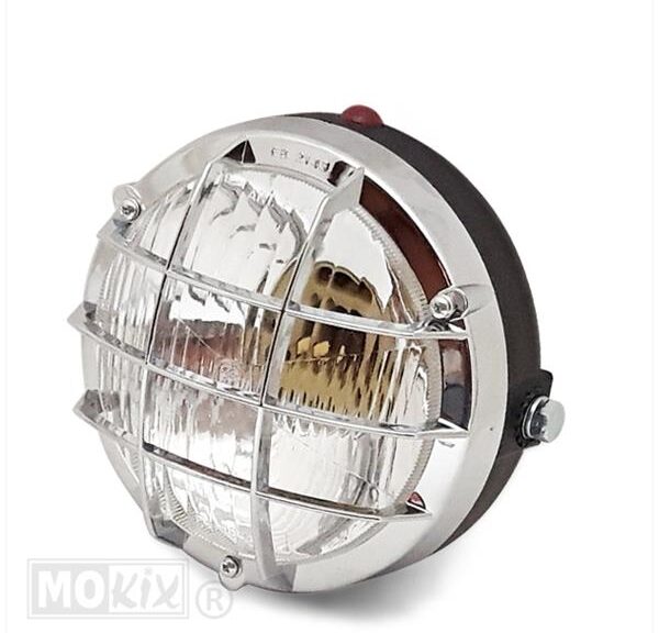 Koplamp UNI Rond 10.5cm Zwart/Chroom Gril - Bosatta