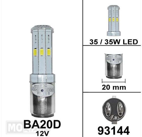 Lamp BA20D 12V 35/35W (10W LED) Rainbow (1) - Bollard