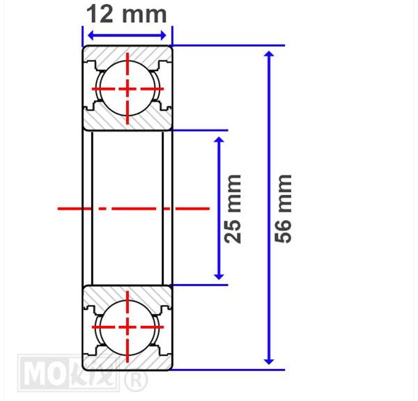 Lager NTN 25-56-12 Krukas Piaggio 4T Links (1)