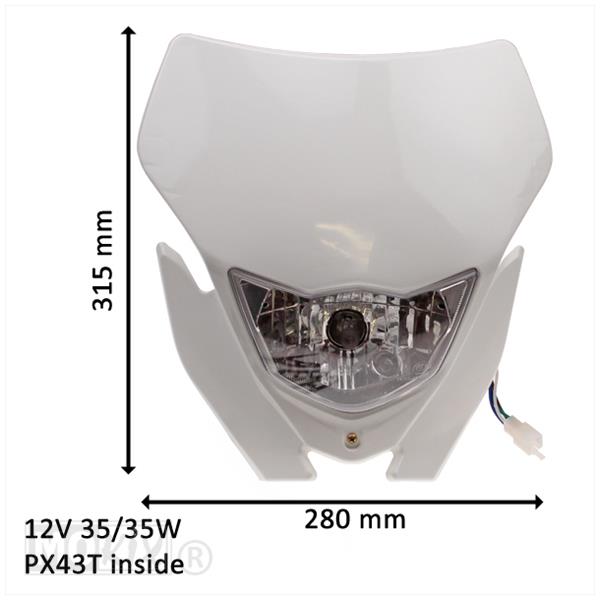 Koplampspoiler UNI Enduro Compl (NON CE) WIT - Afbeelding 2