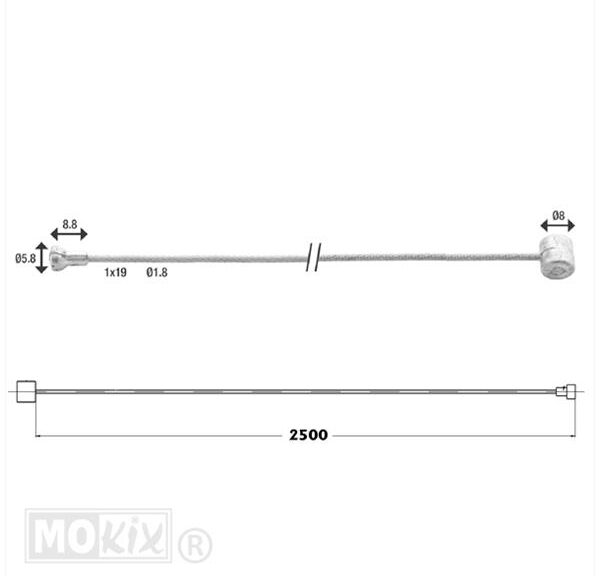 Kabel Achterrem UNI Scooter Moer (Peer/TON) ST - Supertec