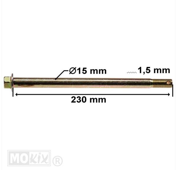 Achteras Derbi Senda DRD/EVO 15mm 230mm Compleet - Supertec
