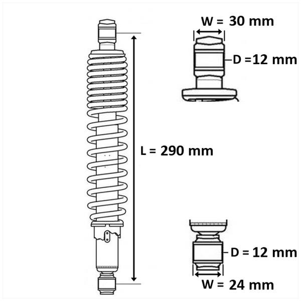 Schokbreker Derbi Senda >2000 Zwart/Rood 290mm - MKX