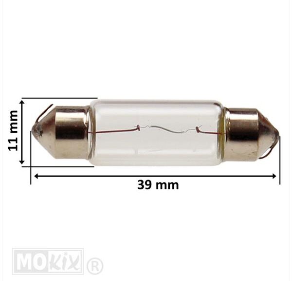 Lamp T 11x39 6V  5W SV8.5-8 Buis (10) - Riatec