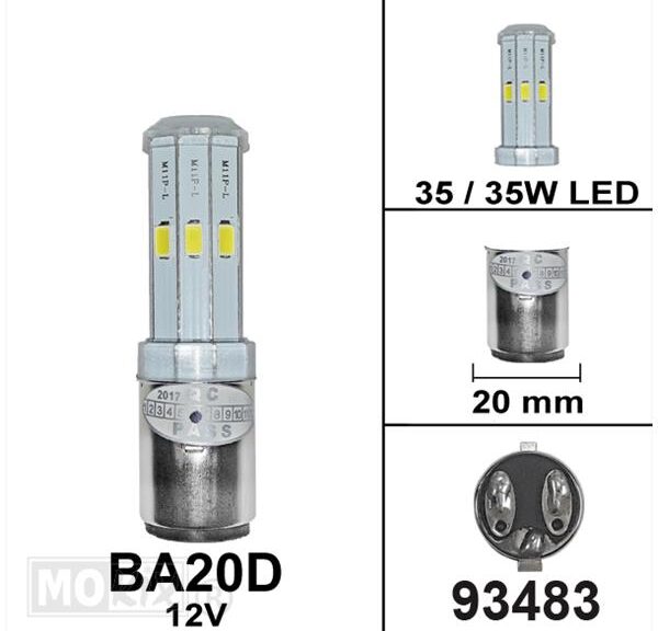Lamp BA20D 12V 35/35W (10W LED) (1) - Bollard