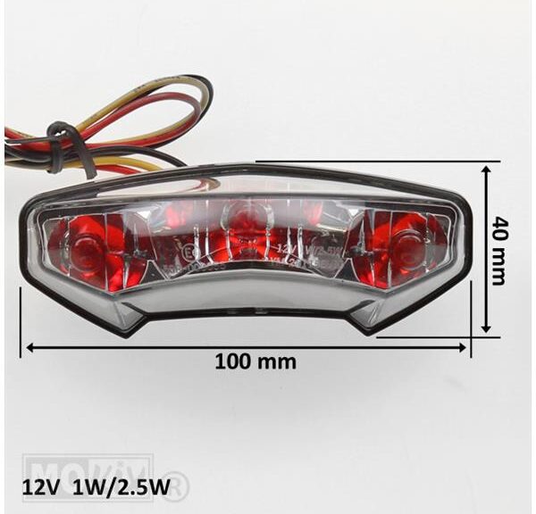 Achterlicht UNI LED + Kenteken Verl. 3 LED CE
