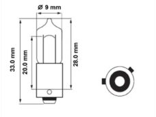 Lamp BAY9S 12V 21W Lang Oranje CE (1) - Bollard